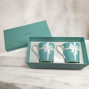 Tiffany & Co. Blue and White Ribbon Mugs